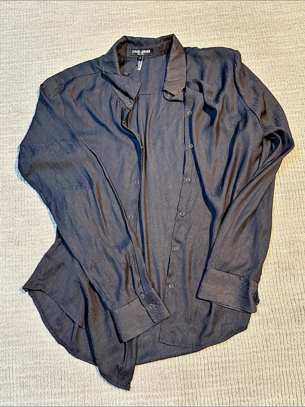 David Lerner Morrow Button Down Shirt in Black Large NWT